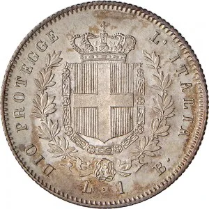 A nome di Vittorio Emanuele II di Savoia 1859 1861 Governo delle Regie Province dell'Emilia 1 lira 1859 Scudo sannitico 23 mm 4,99 5,00 g Ag rovescio