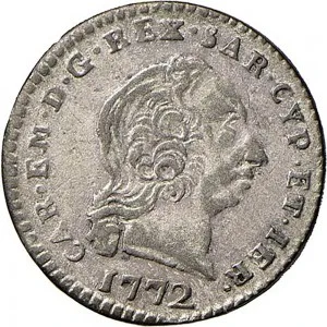Carlo Emanuele III di Savoia 1730 1773 Regno di Sardegna Periodo posteriore alla riforma monetaria del 1754 Monetazione per la Sardegna Mezzo reale da 2,6 soldi