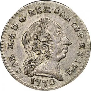 Carlo Emanuele III di Savoia 1730 1773 Regno di Sardegna Periodo posteriore alla riforma monetaria del 1754 Monetazione per la Sardegna Mezzo reale da 2,6 soldi