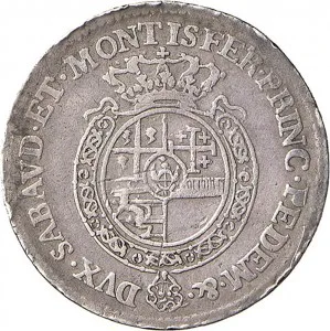 Carlo Emanuele III di Savoia 1730 1773 Regno di Sardegna Periodo posteriore alla riforma monetaria del 1754 Ottavo di scudo da 0,15 lire 1755 1758 Scudo rotondo 24 25 mm 4,22 4,35 g Ag rovescio