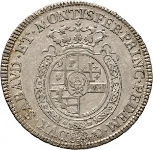 Carlo Emanuele III di Savoia 1730 1773 Regno di Sardegna Periodo posteriore alla riforma monetaria del 1754 Scudo da 6 lire 1755 1769 Scudo rotondo 44 45 mm 34,4 35,5 g Ag rovescio