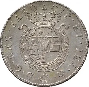 Carlo Emanuele IV di Savoia 1796 1800 Regno di Sardegna Quarto di scudo 1797 1799 Scudo rotondo 30 mm 8,6 8,8 g Ag rovescio