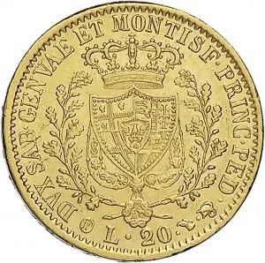 Carlo Felice di Savoia 1821 1831 Regno di Sardegna 20 lire