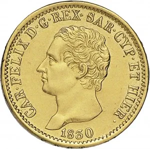 Carlo Felice di Savoia 1821 1831 Regno di Sardegna 20 lire