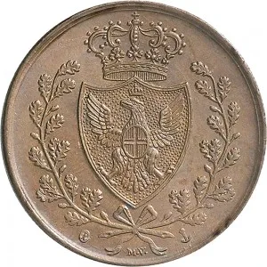 Carlo Felice di Savoia 1821 1831 Regno di Sardegna 3 centesimi 1826 Scudo triangolare rialzato 23 mm 5,87 6,00 g Cu rovescio