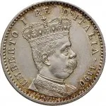 Colonia Eritrea Umberto I di Savoia 1878 1900 2 10 di tallero da 1 lira 1890 1896 Valore su due rami di alloro 23 mm 4,92 5,025 g Ag dritto