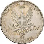 Colonia Eritrea Umberto I di Savoia 1878 1900 Tallero da 5 lire 1891 1896 Aquila spiegata 40 mm 28,013 28,209 g Ag rovescio