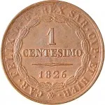 Governo delle Regie Province dell'Emilia A nome di Vittorio Emanuele II di Savoia 1859 1861 1 centesimo 1826 Scudo triangolare rialzato 18 mm 2 0 g Cu dritto
