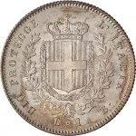 Governo delle Regie Province dell'Emilia A nome di Vittorio Emanuele II di Savoia 1859 1861 1 lira 1859 Scudo sannitico 23 mm 4,99 5 g Ag rovescio