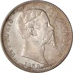 Governo delle Regie Province dell'Emilia A nome di Vittorio Emanuele II di Savoia 1859 1861 1 lira 1859 Scudo sannitico 23 mm 4,99 5 g Ag dritto