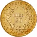 Governo delle Regie Province dell'Emilia A nome di Vittorio Emanuele II di Savoia 1859 1861 20 lire 1860 Valore entro semicorona di alloro 20.5 mm 6,44 6,45 g Au rovescio