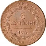 Governo delle Regie Province dell'Emilia A nome di Vittorio Emanuele II di Savoia 1859 1861 3 centesimi 1826 Scudo triangolare rialzato 22.5 mm 6 0 g Cu dritto