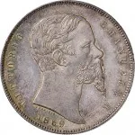 Governo delle Regie Province dell'Emilia A nome di Vittorio Emanuele II di Savoia 1859 1861 5 lire 1859 1860 Scudo sannitico 36.5 mm 24,96 25 g Ag dritto