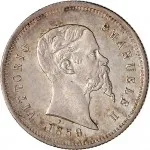 Governo delle Regie Province dell'Emilia A nome di Vittorio Emanuele II di Savoia 1859 1861 50 centesimi 1859 Scudo sannitico 17 mm 2,34 2,51 g Ag dritto