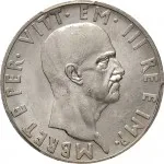 Regno d'Albania 2 periodo Vittorio Emanuele III di Savoia 1939 1943 10 lek 1939 Anno XVII Aquila bicipite 27 mm 9,452 10,05 g Ag dritto