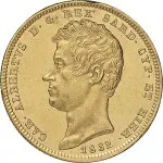 Regno di Sardegna Carlo Alberto di Savoia 1831 1849 100 lire 1832 1842 Scudo sannitico 34 mm 32,09 32,26 g Au dritto