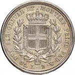Regno di Sardegna Carlo Alberto di Savoia 1831 1849 2 lire 1833 1846 Scudo sannitico 27 mm 9,93 10 g Ag rovescio