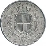 Regno di Sardegna Carlo Alberto di Savoia 1831 1849 5 lire 1831 Scudo sannitico 1 tipo 37 mm 24,72 25,03 g Ag rovescio