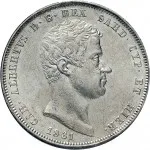 Regno di Sardegna Carlo Alberto di Savoia 1831 1849 5 lire 1831 Scudo sannitico 2 tipo 37 mm 24,72 25,03 g Ag dritto