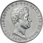 Regno di Sardegna Carlo Alberto di Savoia 1831 1849 5 lire 1835 1849 Scudo sannitico 4 tipo 37 mm 24,72 25,03 g Ag dritto