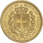 Regno di Sardegna Carlo Alberto di Savoia 1831 1849 50 lire 1833 1836 Scudo sannitico 27 mm 16,11 16,12 g Au rovescio