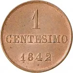 Regno di Sardegna Carlo Alberto di Savoia 1831 1849Monetazione per la Sardegna 1 centesimo 1842 Valore 15 mm 0,96 1 g Cu rovescio