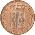 Regno di Sardegna Carlo Alberto di Savoia 1831 1849Monetazione per la Sardegna 1 centesimo 1842 Valore 15 mm 0,96 1 g Cu dritto