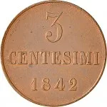 Regno di Sardegna Carlo Alberto di Savoia 1831 1849Monetazione per la Sardegna 3 centesimi 1842 Valore 20 mm 3 3,06 g Cu rovescio