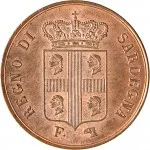 Regno di Sardegna Carlo Alberto di Savoia 1831 1849Monetazione per la Sardegna 5 centesimi 1842 Valore 24 mm 5 5,19 g Cu dritto