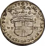 Regno di Sardegna Carlo Emanuele III di Savoia 1730 1773 Periodo anteriore alla riforma monetaria del 1754 2,6 soldi 1732 1743 Scudo a cartoccio 1 tipo 20 mm 2,17 3,84 g Mi rovescio