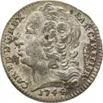 Regno di Sardegna Carlo Emanuele III di Savoia 1730 1773 Periodo anteriore alla riforma monetaria del 1754 2,6 soldi 1744 1750 Scudo ovale a cartoccio 2 tipo 20 mm 2,1 3,28 g Mi dritto
