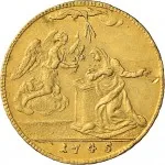 Regno di Sardegna Carlo Emanuele III di Savoia 1730 1773 Periodo anteriore alla riforma monetaria del 1754 4 zecchini da 36 lire 1745 1747 Annunciazione 31 mm 13,72 13,95 g Au rovescio
