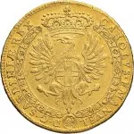 Regno di Sardegna Carlo Emanuele III di Savoia 1730 1773 Periodo anteriore alla riforma monetaria del 1754 4 zecchini da 36 lire 1745 1747 Annunciazione 31 mm 13,72 13,95 g Au dritto