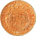Regno di Sardegna Carlo Emanuele III di Savoia 1730 1773 Periodo anteriore alla riforma monetaria del 1754 Doppia da 4 scudi 1733 Scudo sagomato 1 tipo 25 mm 6,65 6,69 g Au rovescio