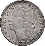 Regno di Sardegna Carlo Emanuele III di Savoia 1730 1773 Periodo anteriore alla riforma monetaria del 1754 Lira da 20 soldi 1747 1748 Scudo sagomato 3 tipo 26 mm 5,47 5,58 g Ag dritto