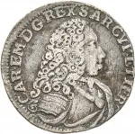 Regno di Sardegna Carlo Emanuele III di Savoia 1730 1773 Periodo anteriore alla riforma monetaria del 1754 Mezza lira da 10 soldi 1732 1735 Scudo a cartoccio 1 tipo 21 mm 2,8 3 g Ag dritto
