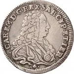 Regno di Sardegna Carlo Emanuele III di Savoia 1730 1773 Periodo anteriore alla riforma monetaria del 1754 Ottavo di scudo da 0,12 lire 1733 Scudo sagomato 23 mm 3,62 3,76 g Ag dritto