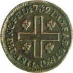 Regno di Sardegna Carlo Emanuele III di Savoia 1730 1773 Periodo anteriore alla riforma monetaria del 1754Monetazione per la Sardegna Cagliarese da 2 denari 1732 Croce piana 1 tipo 18 mm 1,71 2,09 g Cu rovescio