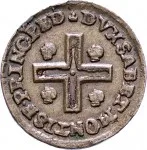 Regno di Sardegna Carlo Emanuele III di Savoia 1730 1773 Periodo anteriore alla riforma monetaria del 1754Monetazione per la Sardegna Mezzo cagliarese da 1 denaro 1741 1745 Croce piana 2 tipo 14 mm 1,01 1,25 g Cu rovescio