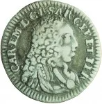 Regno di Sardegna Carlo Emanuele III di Savoia 1730 1773 Periodo anteriore alla riforma monetaria del 1754Monetazione per la Sardegna Mezzo reale da 2,6 soldi 1732 Croce di San Maurizio 15 mm 1,23 1,19 g Ag dritto
