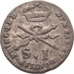 Regno di Sardegna Carlo Emanuele III di Savoia 1730 1773 Periodo posteriore alla riforma monetaria del 1754Monetazione per la Sardegna Soldo da 12 denari 1768 1772 Scettro e bastone 20 mm 1,87 2,24 g Mi rovescio