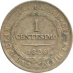 Regno di Sardegna Carlo Felice di Savoia 1821 1831 1 centesimo 1826 Scudo triangolare rialzato 19 mm 1,84 2,08 g Cu dritto