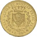 Regno di Sardegna Carlo Felice di Savoia 1821 1831 40 lire 1822 1831 Scudo triangolare rialzato 26 mm 12,89 12,91 g Au rovescio