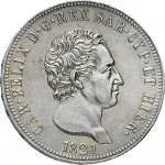Regno di Sardegna Carlo Felice di Savoia 1821 1831 5 lire 1821 1831 Scudo triangolare rialzato 37 mm 24,9 25 g Ag dritto