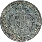Regno di Sardegna Carlo Felice di Savoia 1821 1831 50 centesimi 1823 1831 Scudo triangolare rialzato 18 mm 2,37 2,51 g Ag rovescio