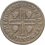Regno di Sardegna Vittorio Amedeo II di Savoia 1720 1730Monetazione per la Sardegna Cagliarese da 2 denari 1724 Croce piana 18 mm 1,91 2,4 g Cu rovescio