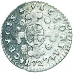 Regno di Sardegna Vittorio Amedeo II di Savoia 1720 1730Monetazione per la Sardegna Mezzo reale da 2,6 soldi 1727 Croce di San Maurizio 15 mm 1,04 1,16 g Ag rovescio