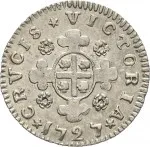 Regno di Sardegna Vittorio Amedeo II di Savoia 1720 1730Monetazione per la Sardegna Reale da 5 soldi 1727 Croce di San Maurizio 19 mm 2,16 2,37 g Ag rovescio