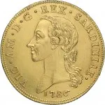 Regno di Sardegna Vittorio Amedeo III di Savoia 1773 1796 Carlino da 5 doppie 1786 Aquila spiegata 40 mm 45,41 45,74 g Au dritto