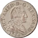 Regno di Sardegna Vittorio Amedeo III di Savoia 1773 1796 Lira da 20 soldi 1794 1796 Scudo a cartoccio 26 mm 4,92 5,85 g Mi dritto